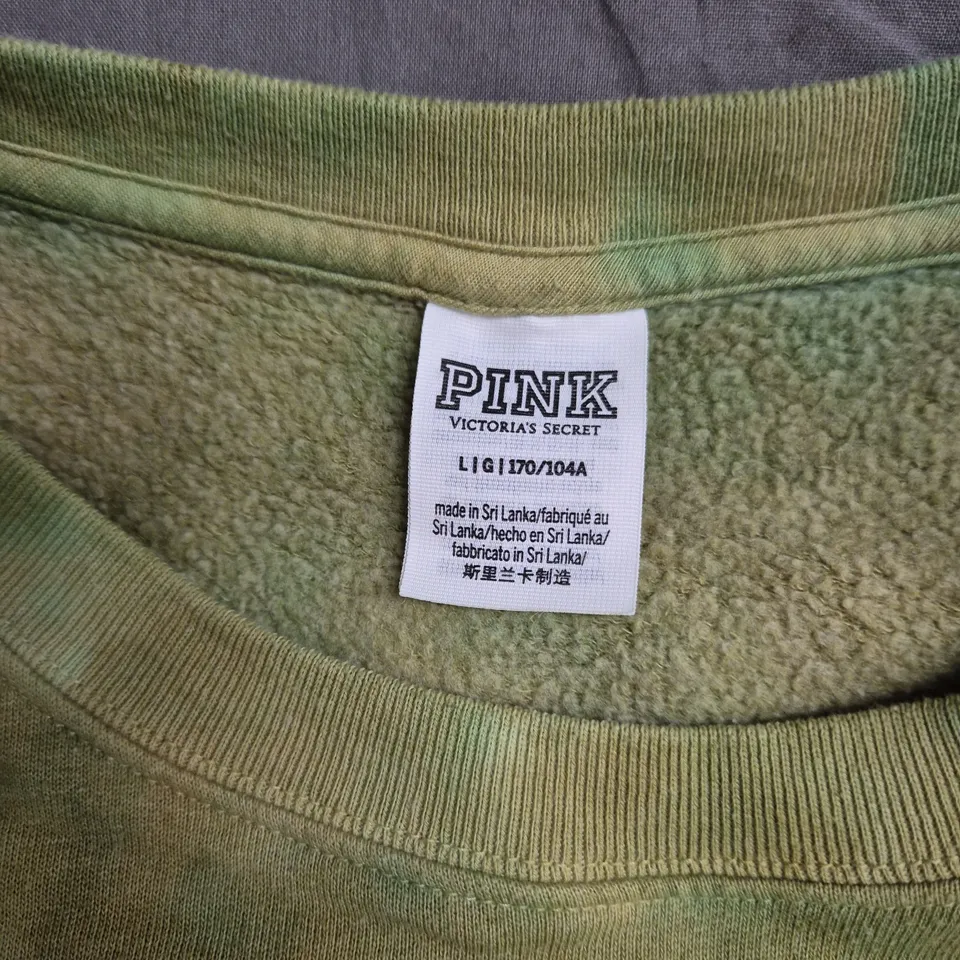 PINK VICTORIA'S SECRET JUMPER IN TIE-DYE GREEN SIZE L