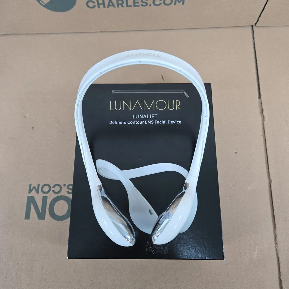 LUNAMOUR LUNALIFT DEFINE & CONTOUR EMS FACIAL DEVICE – WHITE HEADSET, BOXED