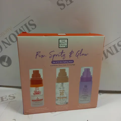 BOXED AND SEALED FIX, SPRITZ, & GLOW SET OF 3 MINI SETTING MISTS