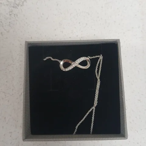 FIRETTI INFINITY NECKLACE – SILVER-TONE WITH CRYSTAL ACCENTS