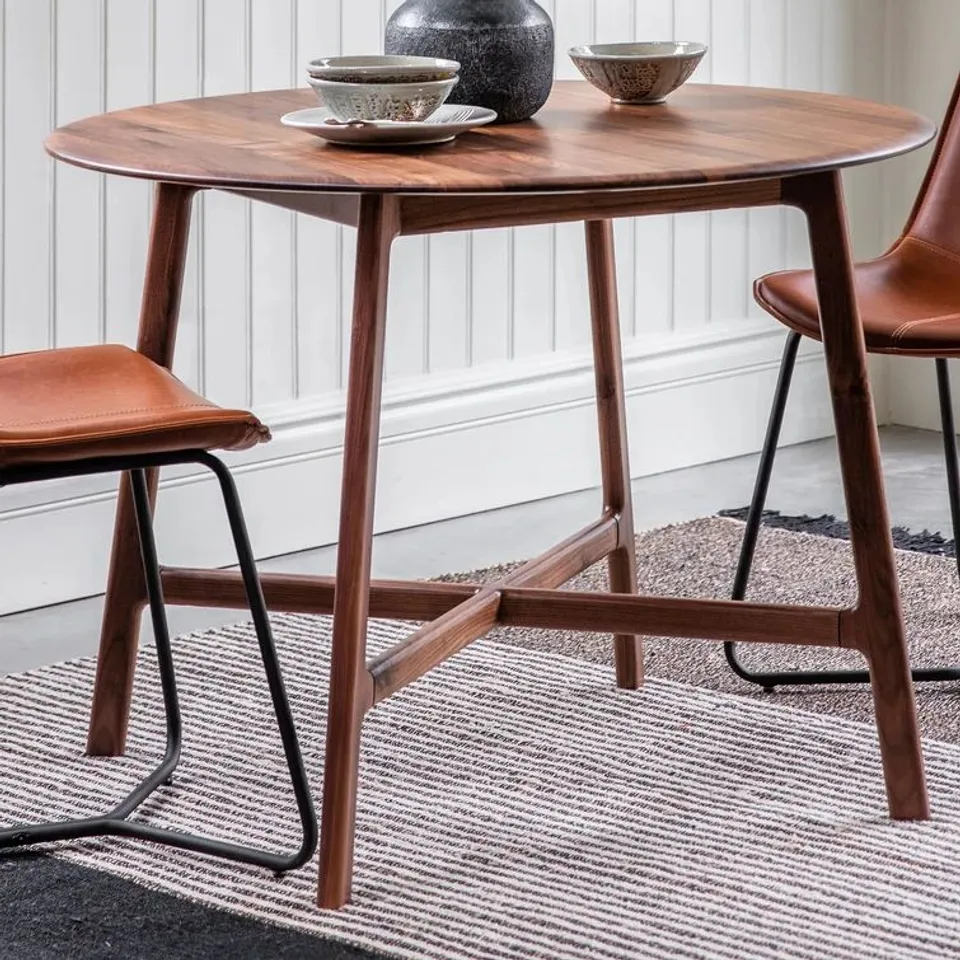 BOXED ANZA SOLID OAK TRESSEL DINING TABLE 100cm