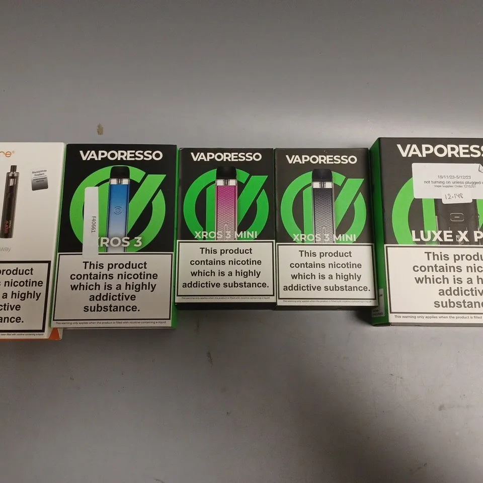 APPROXIMATELY 10 ASSORTED E-CIGARETTE PRODUCTS TO INCLUDE ASPIRE & VAPORESSO