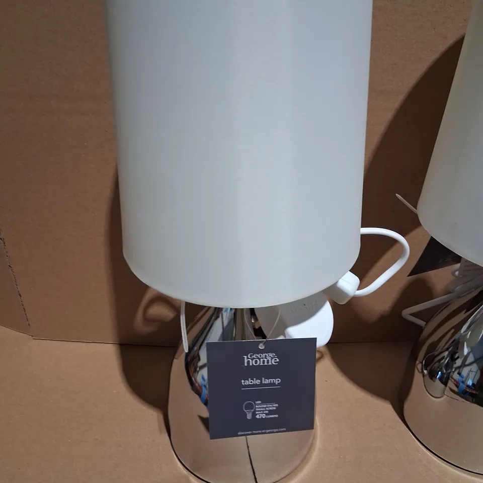 PAIR OF BRAND NEW CHROME TABLE LAMPS 