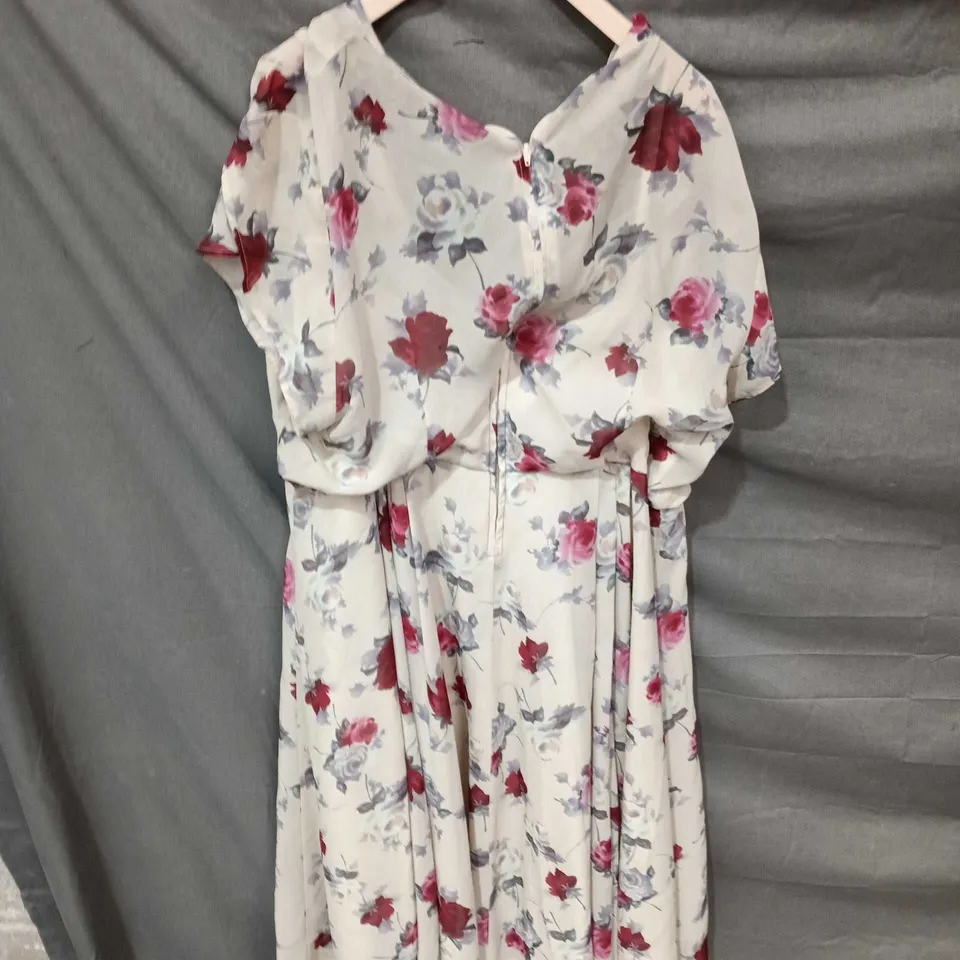 HELL BUNNY FLORAL DRESS – CREAM WITH PINK & RED ROSES 4XL SIZE