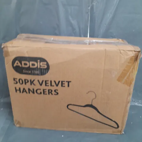 BOX OF APPROXIMATELY 50 VELVET HANGERS 