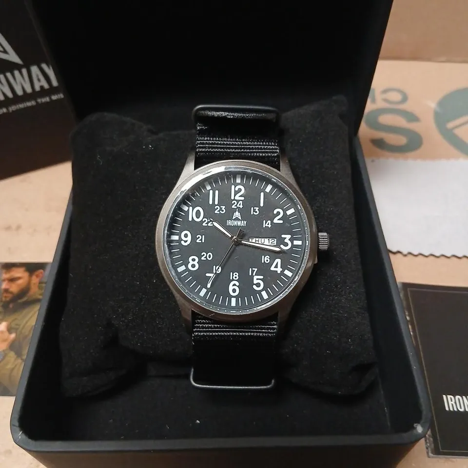 IRONWAY WATCH – MILITARY-STYLE FIELD WATCH WITH NYLON NATO STRAP (BOXED)