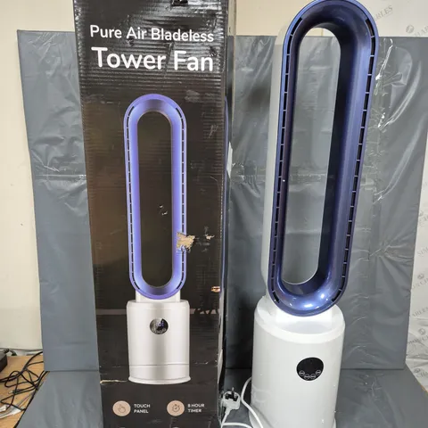 BOXED HOMESMART PURE AIR BLADELESS TOWER FAN IN WHITE/BLUE