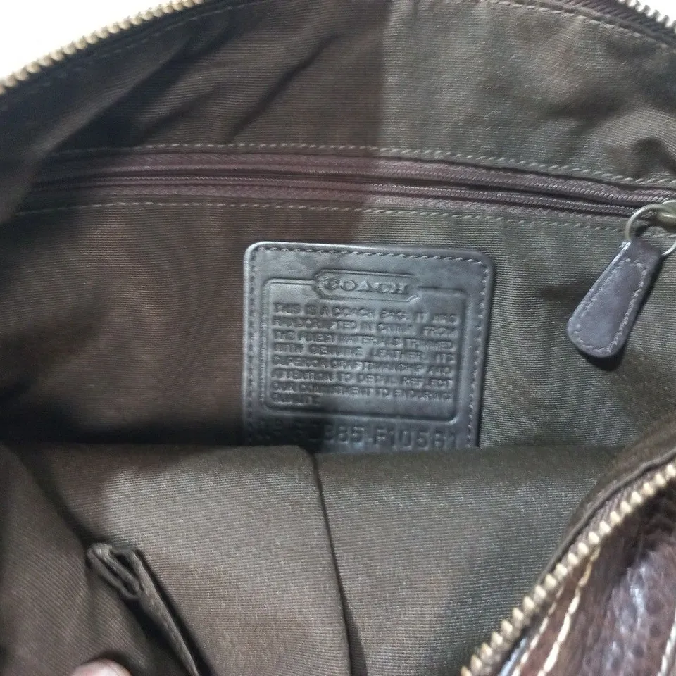 COACH BROWN HANDBAG WITH LEATHER EFFECT TRIM