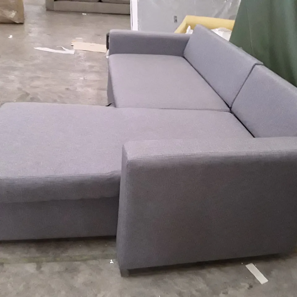 QUALITY DESIGNER CORNER SOFA RHF CHAISE WITH STORAGE - GREY FABRIC