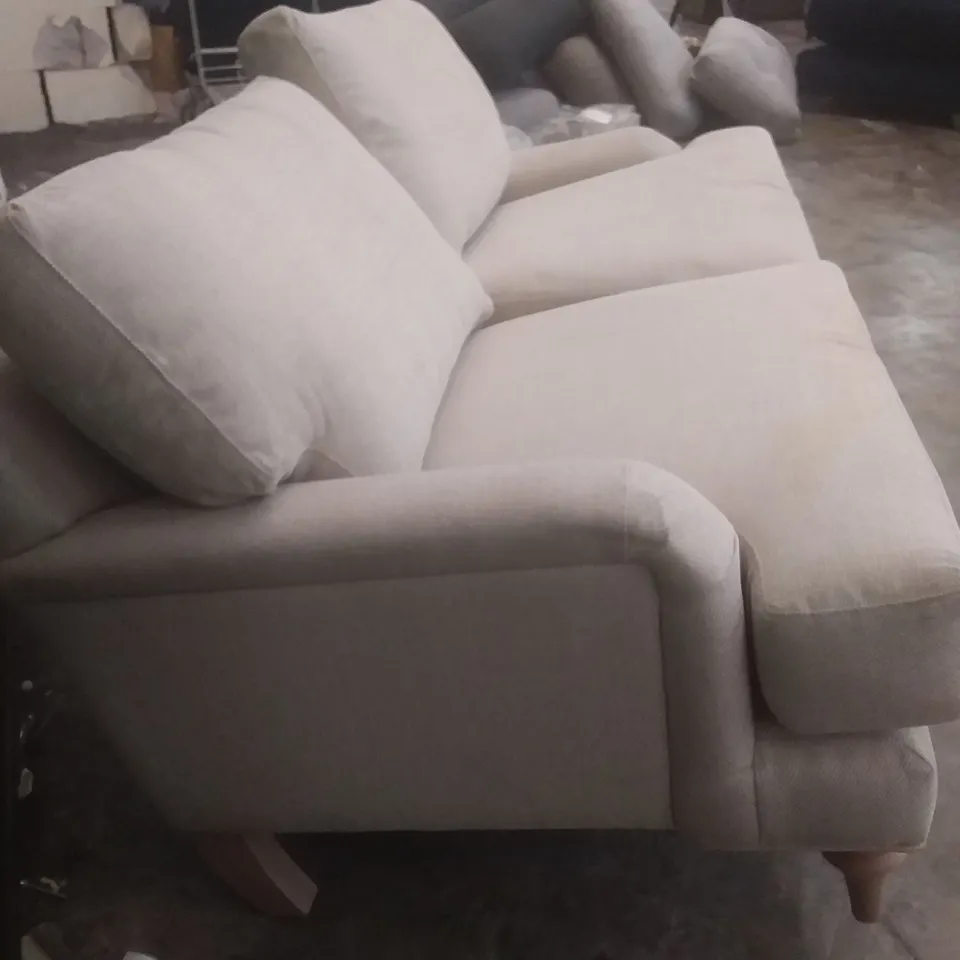 DESIGNER LOUNGE CO EGG SHELL FABRIC 3 SEATER SOFA 
