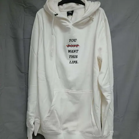 YOU DON'T WANT THIS LIFE REDLINE HOODIE – WHITE, SIZE S
