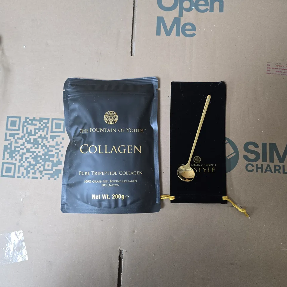 THE FOUNTAIN OF YOUTH COLLAGEN POWDER 200 G – GIFT SET WITH GOLD SPOON IN BLACK BOX