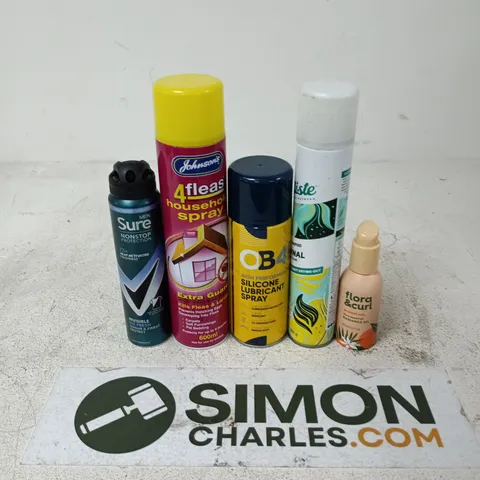 APPROXIMATELY 12 ASSORTED AEROSOLS TO INCLUDE SURE 72H, BATISTE DRY SHAMPOO, OB4 SILICONE LUBRICANT SPRAY, ETC