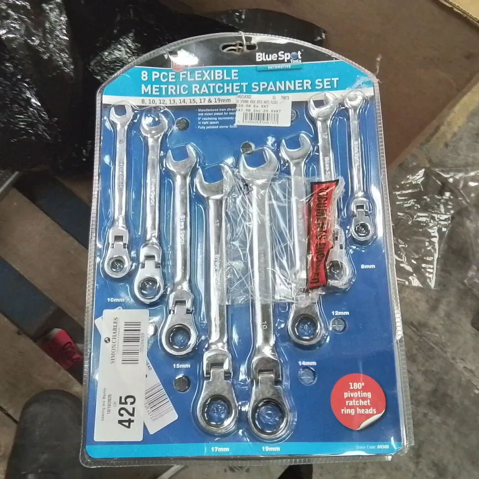 BLUESPOT 8-PIECE FLEXIBLE METRIC RATCHET SPANNER SET