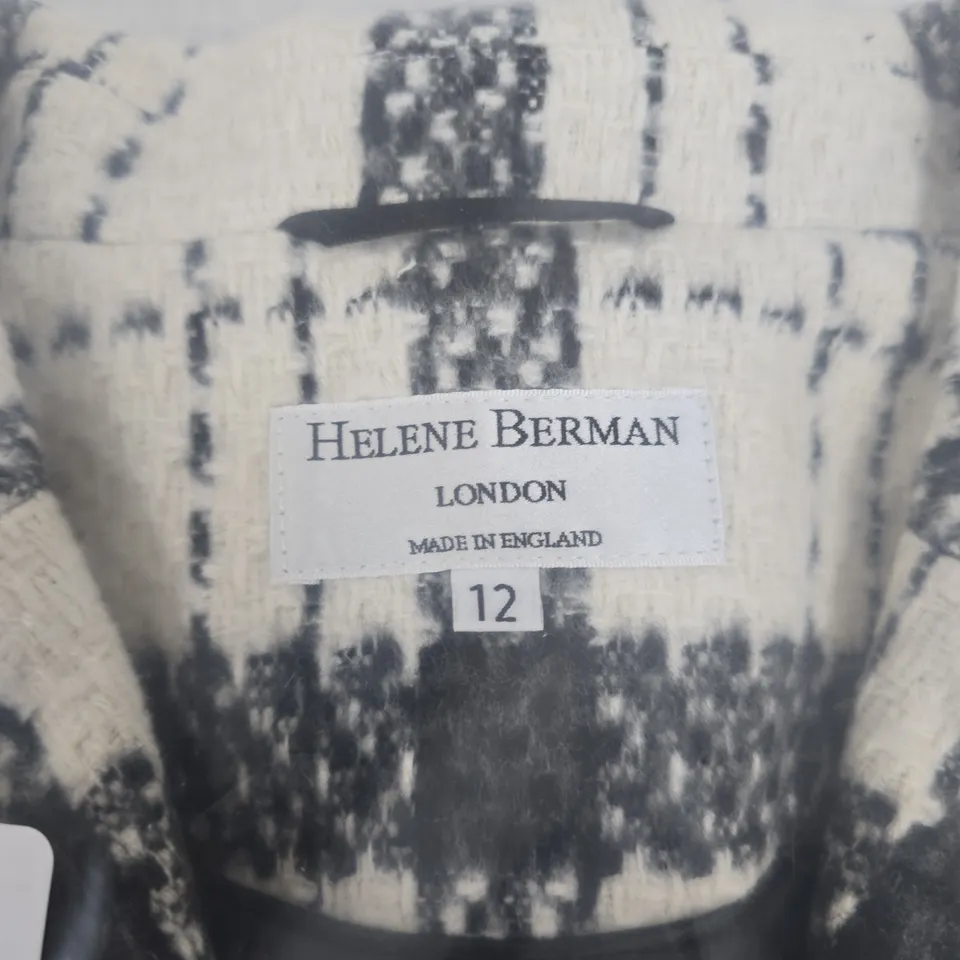HELENE BERMAN LONDON COAT – BLACK & WHITE PLAID, UK SIZE 12