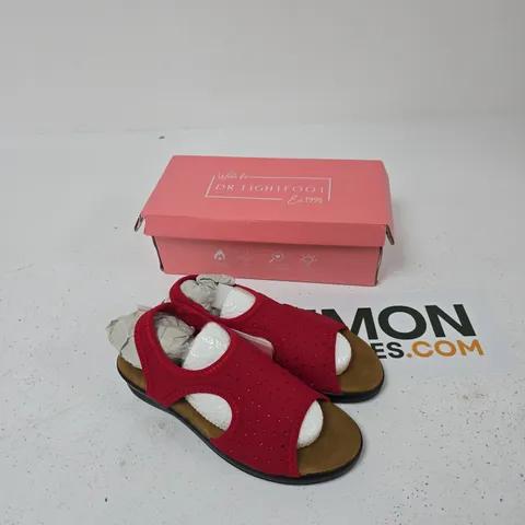 DR LIGHTFOOT JENNY RED WIDE-FIT SANDALS – UK 5