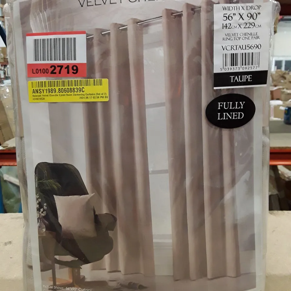 NALAIYAH VELVET CHENILLE EYELET ROOM DARKENING CURTAINS (SET OF 2)