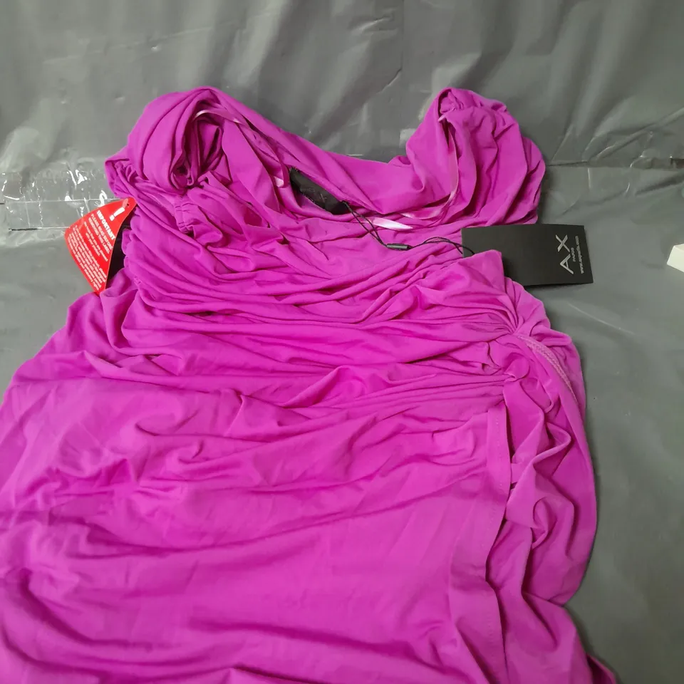 AX PARIS ONE SHOULDER KNOT FRONT MIDI DRESS - PINK - 14