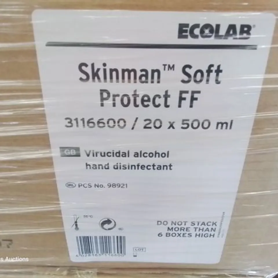 PALLET OF 60 CASES EACH CONTAINING 20 × 500ml SKINMAN SOFT PROTECT HAND GEL
