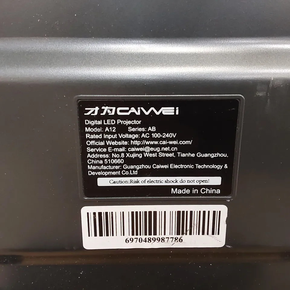 BOXED CAIWEI A12 AB DIGITAL LED PROJECTOR - MISSING REMOTE (1 BOX)