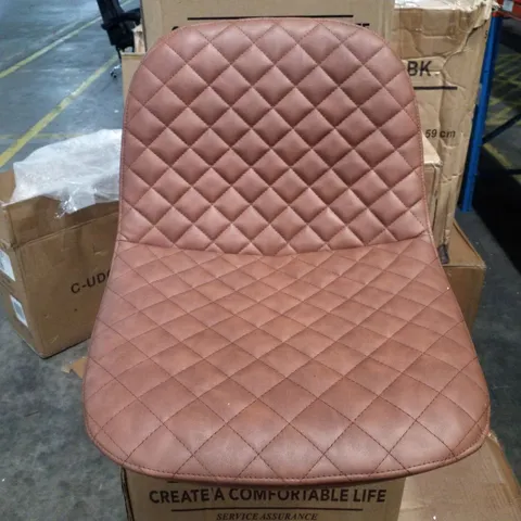 BOXED PAIR OF BROWN FAUX LEATHER DINING CHAIRS