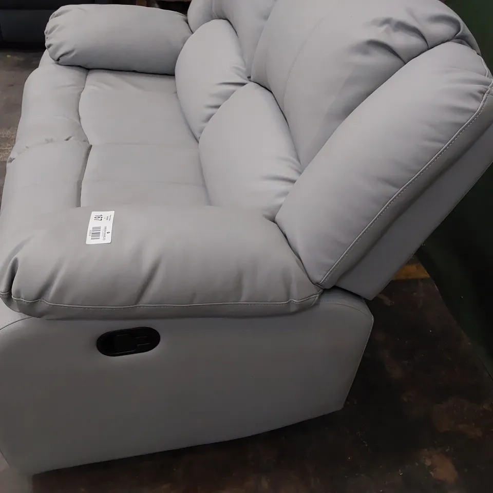 DESIGNER MANUAL RECLINING TWO SEATER SOFA GREY LEATHER 