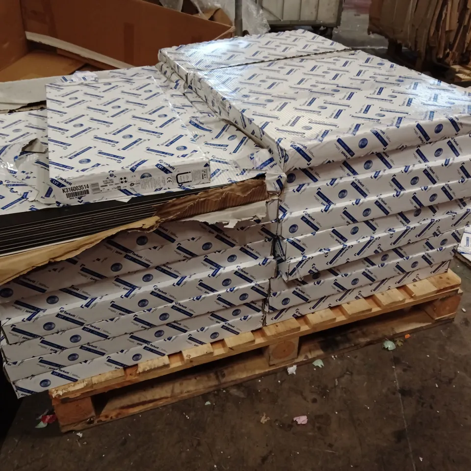 PALLET CONTAINING A VERY LARGE QUANTITY OF BRAND NEW TARKETT BEIGE TIVOLI TRAVERTINE LUXURY VINYL TILES - 3.72M² PP
