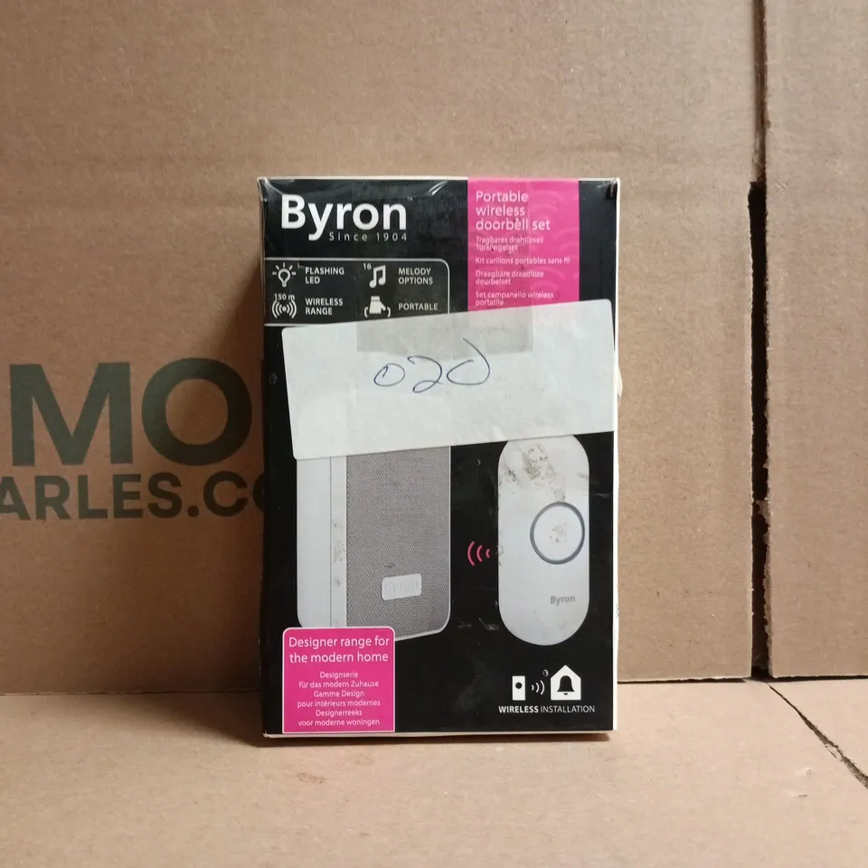 BOXED BYRON PORTABLE WIRELESS DOORBELL SET