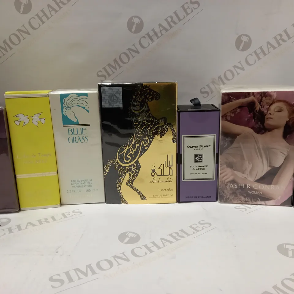 LOT OF APPROX 7 ASSORTED FRAGRANCES TO INCLUDE BLUE GRASS EDP 100ML, OLIVIA BLAKE EDC 100ML, NINA RICCI L'ARR DU TEMPS EDT 50ML, ETC