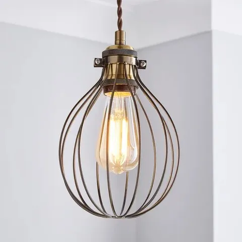 BOXED CHARLIE INDUSTRIAL BULB CAGE PLEATED GOLD