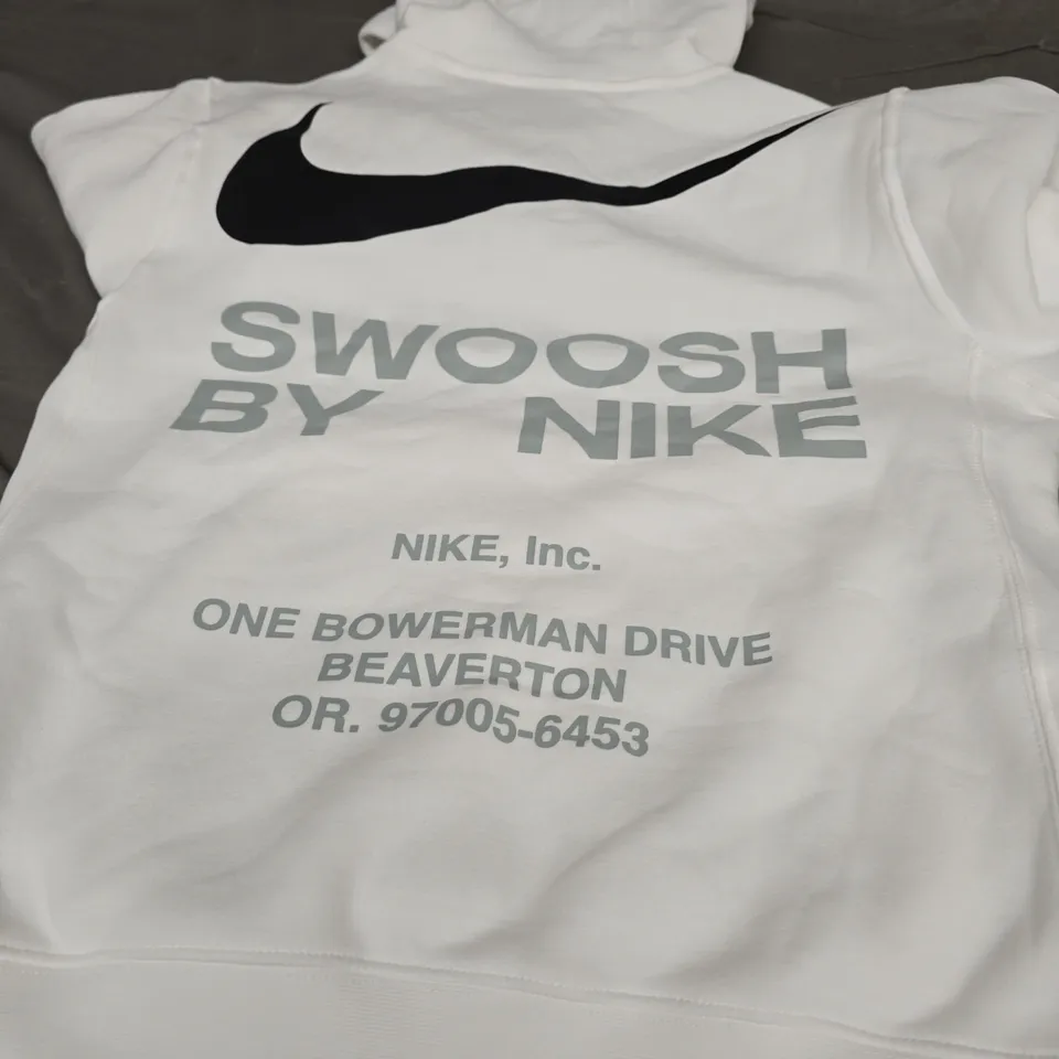 NIKE LOGO SWOOSH HOODIE, WHITE - UK SIZE XS