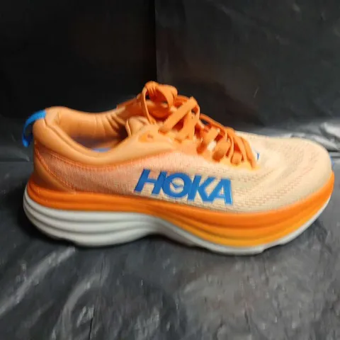 HOKA Running Shoes – Orange Mesh Upper with Blue Accents (Pair)