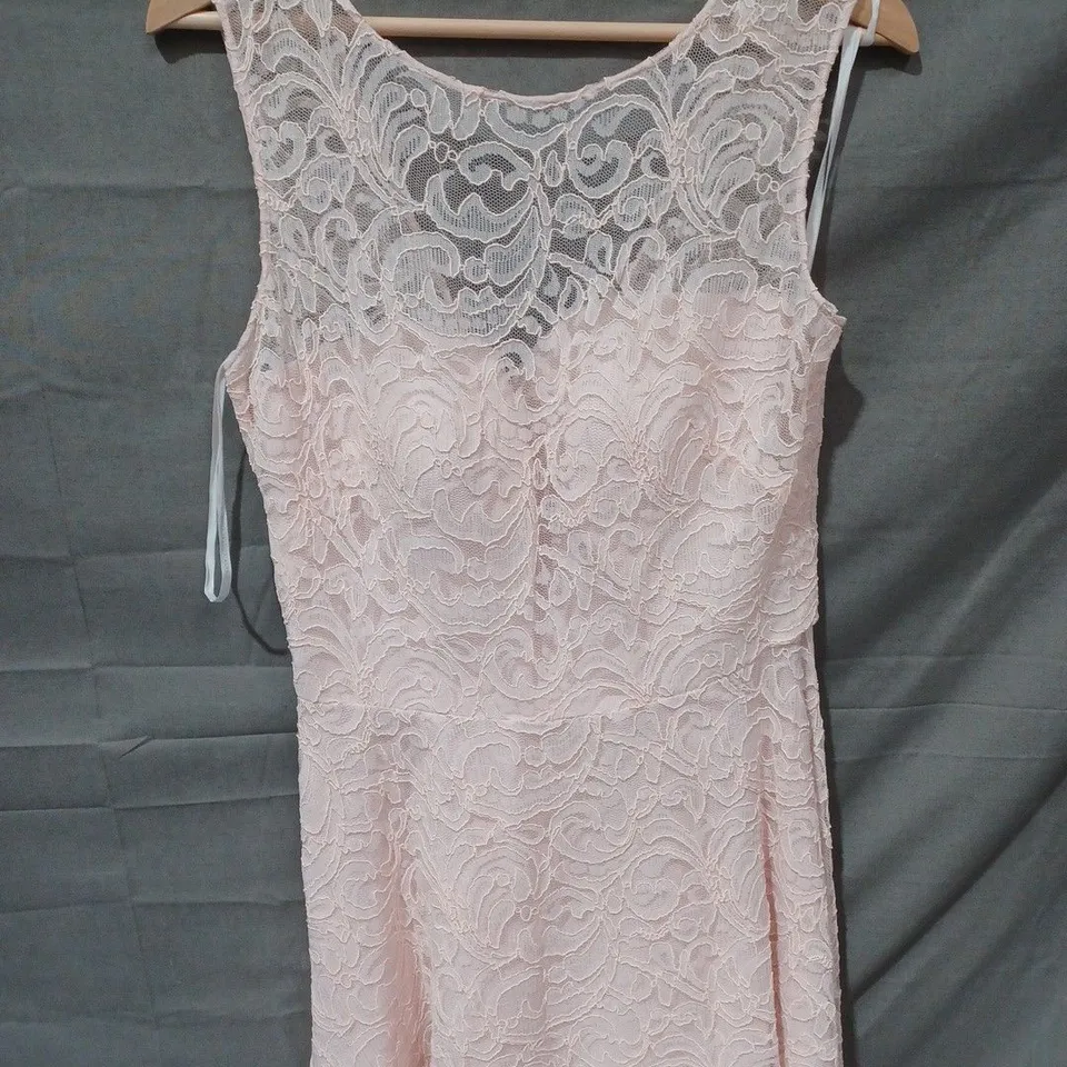 VIVIAN DIAMOND DESSY COLLECTION BAKC ZIP FLORAL MESH SHOULDER STRAP DRESS IN PINK - SIZE 10