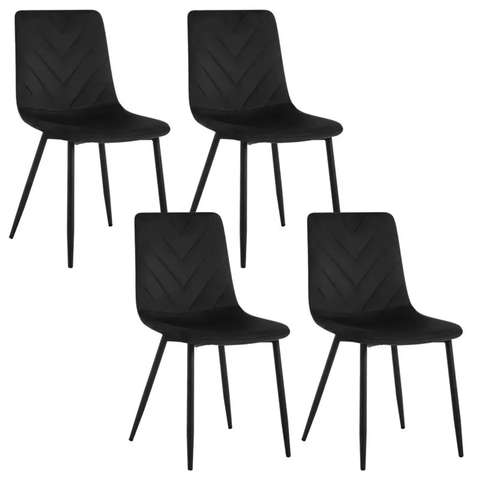 BOXED 43.5CM H VELVET UPHOLSTERED SIDE CHAIR SET OF 4