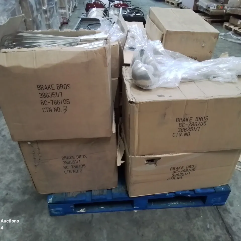PALLET CONTAINING VARIOUS COOKING UTENSILS TO INCLUDE,APPROXIMATELY 80 16OZ LADLES, 160 SLOTTED SERVING SPOONS, 40 FISH SLICES, 96 METAL WHISKS AND 160 21OZ LADELS