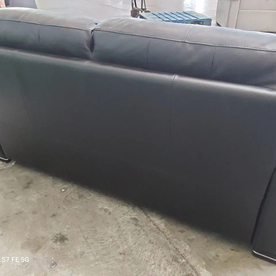 QUALITY ITALIAN DESIGNER GRADO FIXED TWO SEATER SOFA BLACK LEATHER 