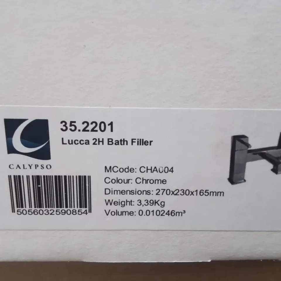 BOXED CALYPSO LUCCA 2H BATH FILLER IN CHROME - 270X230X165MM