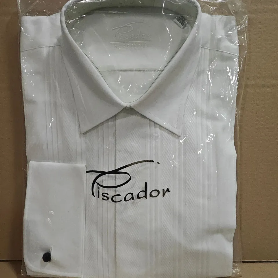 BAGGED PISCADOR STRIPED LONG SLEEVE WHITE SHIRT - 16.5/40