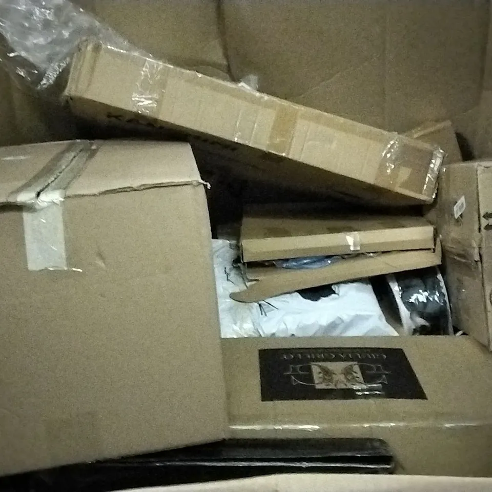 PALLET OF ASSORTED ITEMS INCLUDING G-BLOCS PARASOL BASE SET, XGEAR ADJUSTABLE BACK PADDING CHAIR, ARTEESOL TENT, SUNIX, NEEWER, KANEHIMI FITNESS TRAMPOLINE WITH HANDLE BAR