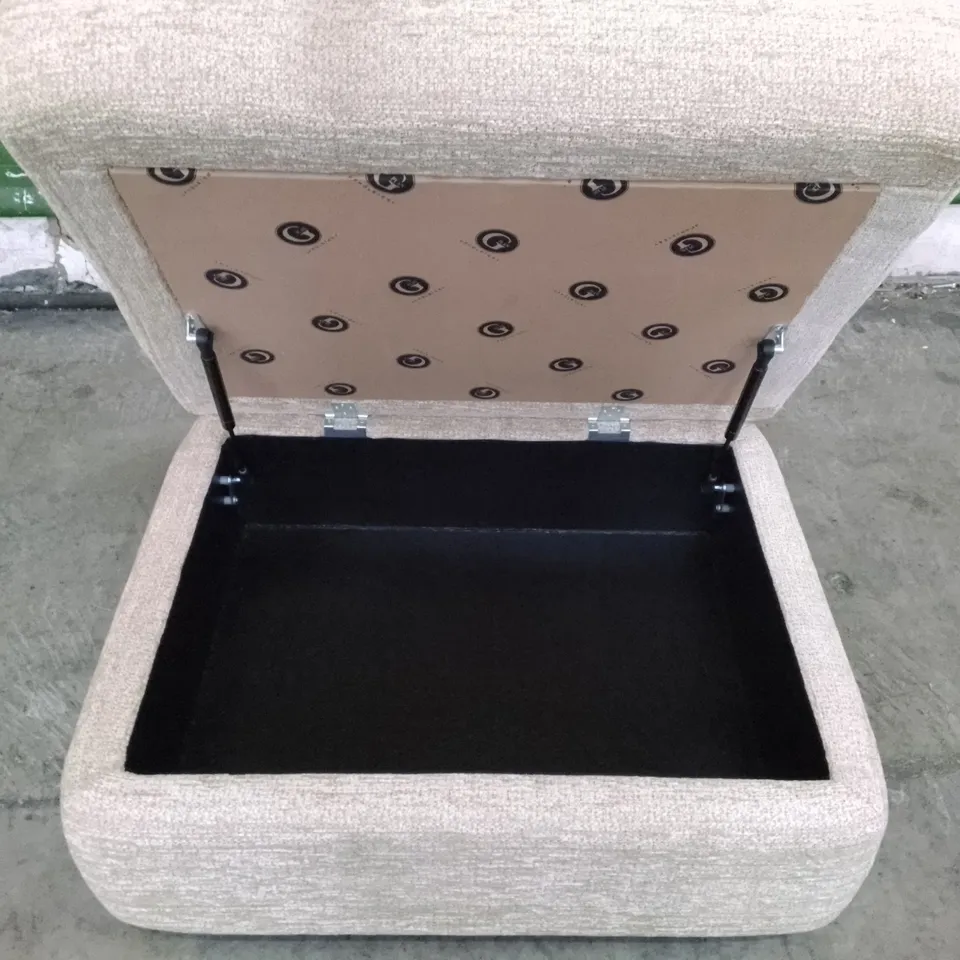 QUALITY DESIGNER G-PLAN KINGSBURY STORAGE FOOTSTOOL - BOUCLE JUTE FABRIC