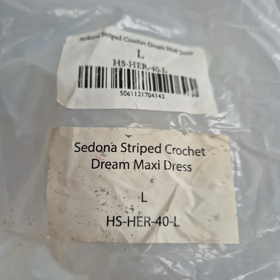 THE HIPPIE SHAKE SEDONA STRIPED CROCHET DREAM MAXI DRESS – UK SIZE L