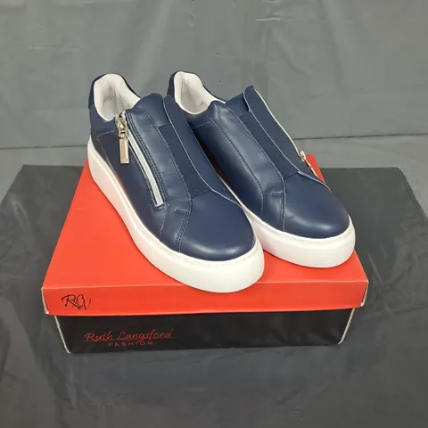 BOXED PAIR OF RUTH LANGSFORD LEATHER WEDGE TRAINERS - 7
