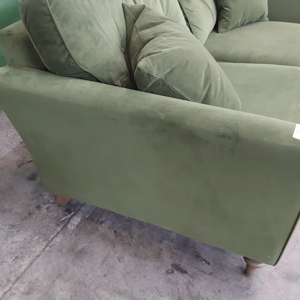 QUALITY BRITISH DESIGNER LOUNGE Co. THREE SEATER SOFA PLUSH GREEN FABRIC 