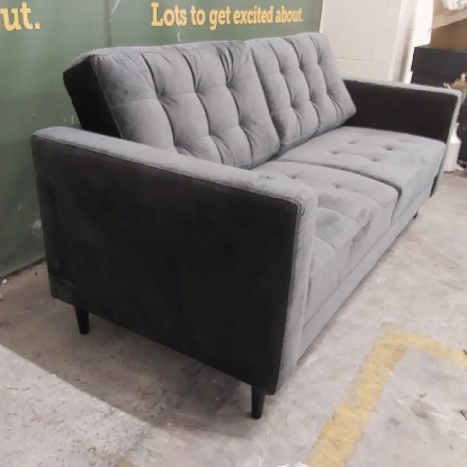 QUALITY DESIGNER 2-SEATER GREY VELVET SOFA 