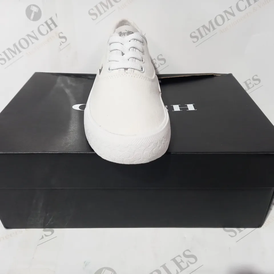 BOXED PAIR OF COACH SHOES IN WHITE UK SIZE 4
