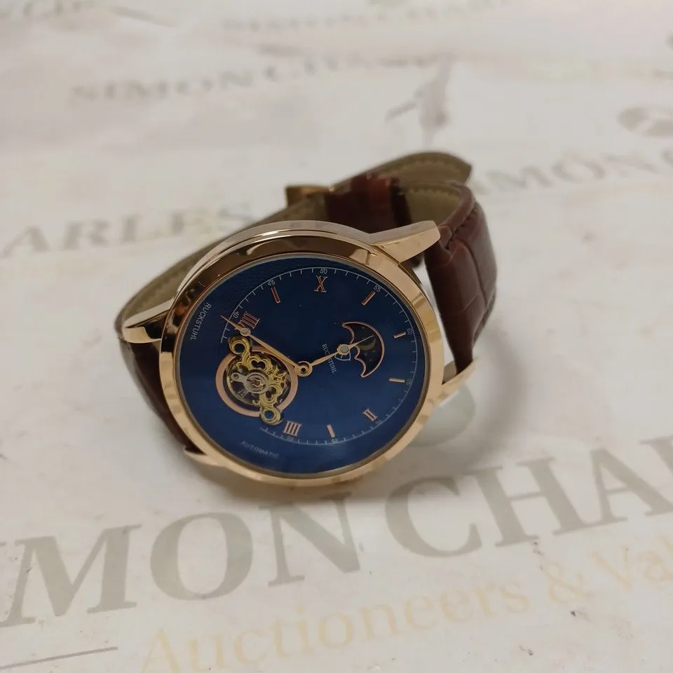 MENS RUCKSTUHL AUTOMATIC DIAL – R100 -TOURBILLION DESIGN DIAL – GLASS EXHIBITION BACK – LEATHER STRAP