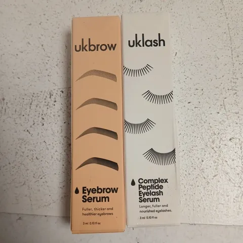 UKBROW EYEBROW SERUM + UKLASH COMPLEX PEPTIDE EYELASH SERUM – 2 X 3ML, BOXED