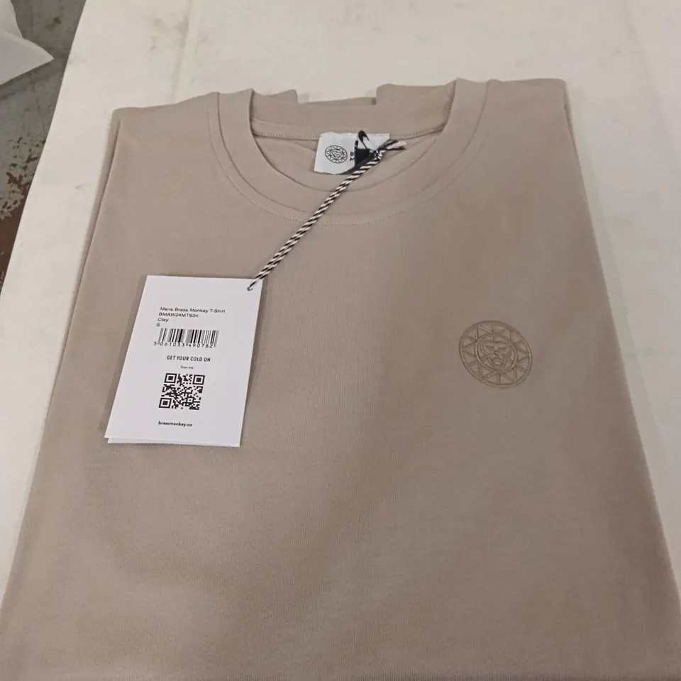 BOX OF BRASS MONKEY T-SHIRTS - CLAY SIZE SMALL APPROXIMATELY 20