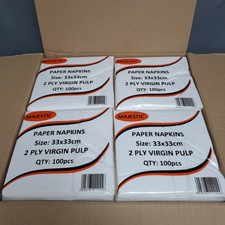 APPROXIMATELY 20 PACKS OF MAJESTIC PAPER NAPKINS - 100 NAPKINS PER PACK 