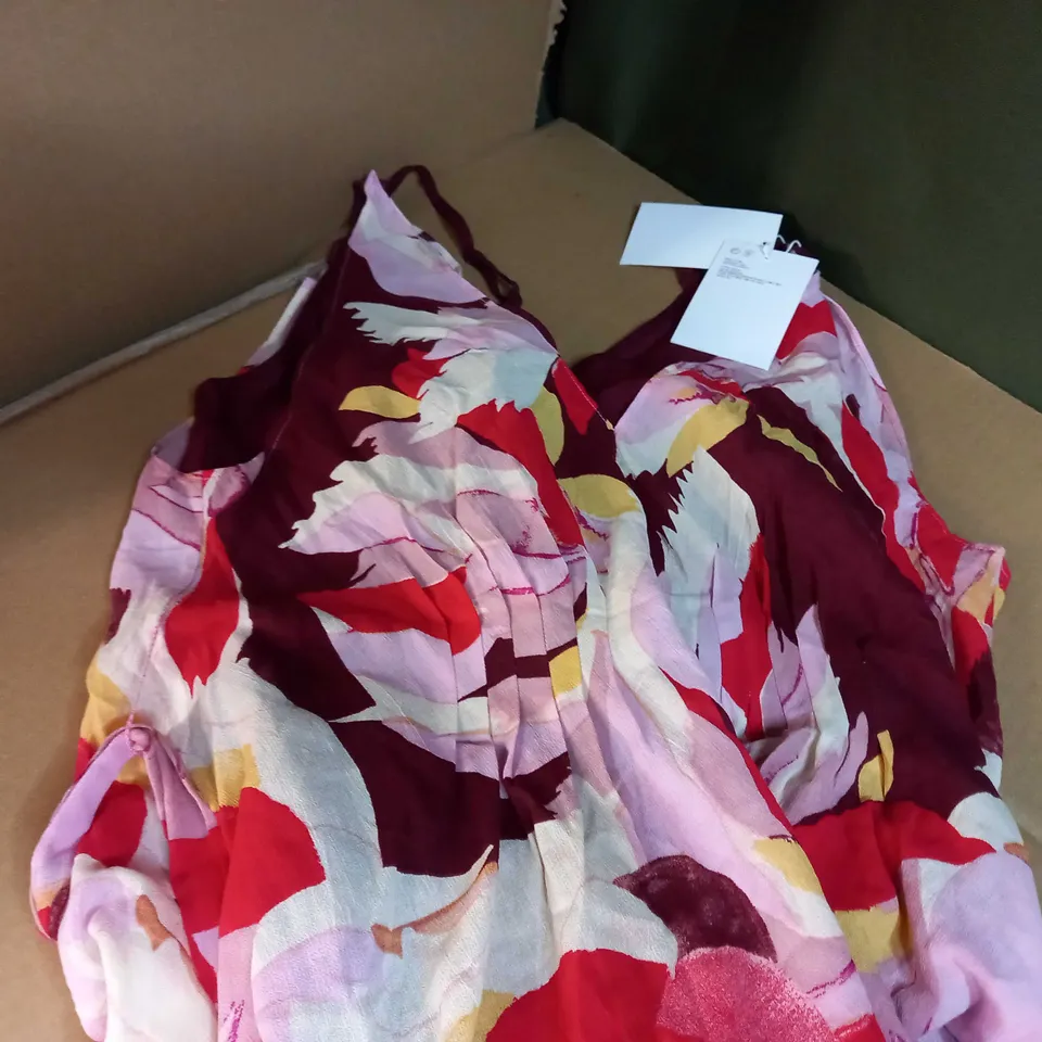 &OTHER STORIES MAROON/PINK ABSTRACT FLORAL MAXI DRESS